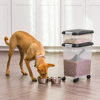 Iris 33qt + 12qt Airtight Pet Food Container Combo with Scoop, Black