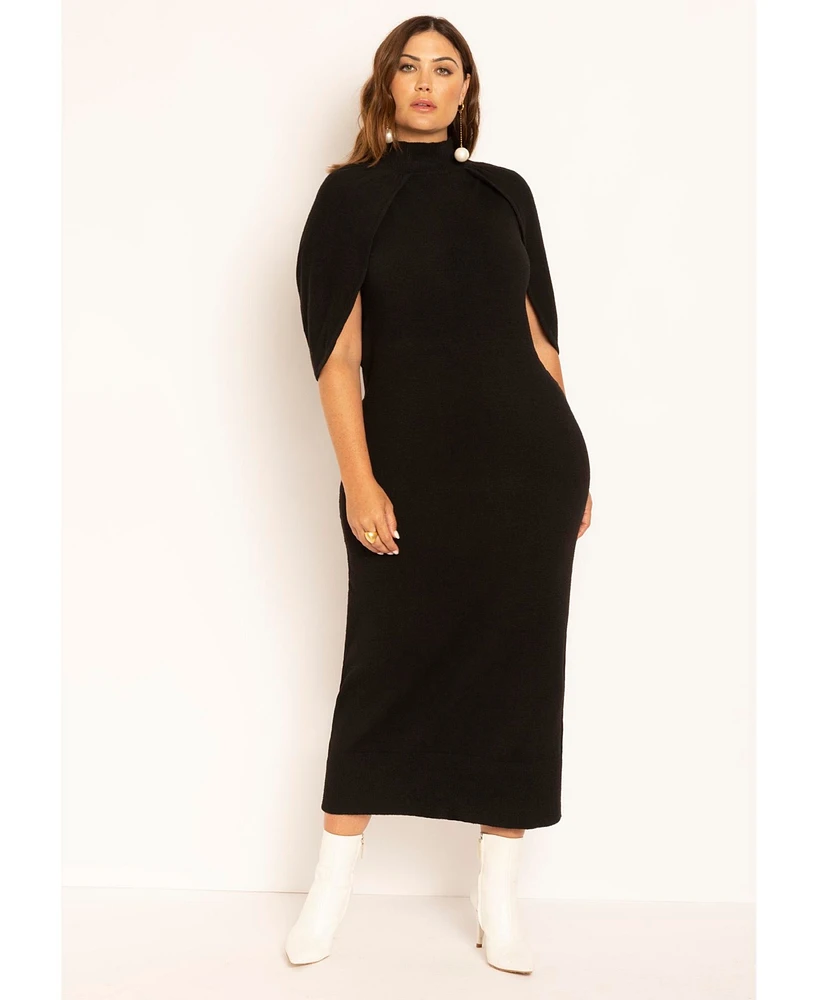 Eloquii Women's Plus Sweater Cape Dress