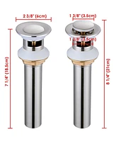 Yescom Aquaterior 2 Pack 1 3/8" Pop up Drain Faucet Vessel Vanity Sink Drain Stopper Brass Brushed Nickel Finish Overflow