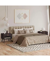 Sugift Nightstand Bedroom Table with Drawer Storage Shelf