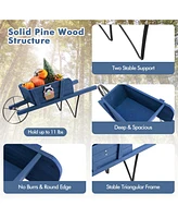 Slickblue Wooden Wagon Planter with 9 Magnetic Accessories for Garden Yard