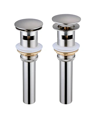 Yescom Aquaterior 2 Pack 1 5/8" Bathroom Pop Up Drain with Overflow Lavatory Vessel Basin Sink Faucet Brass Brushed Nickel