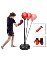 Slickblue Adjustable Height Punching Bag with Stand Plus Boxing Gloves for Both Adults and Kids