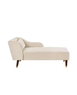 Simplie Fun Modern Chaise Lounge Chair Velvet Upholstery (Beige)