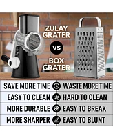 Zulay Kitchen Rotary Cheese Grater with 3 Interchangeable Blade Drums - Hand Crank Cheese Shredder and Slicer with Reinforced Suction