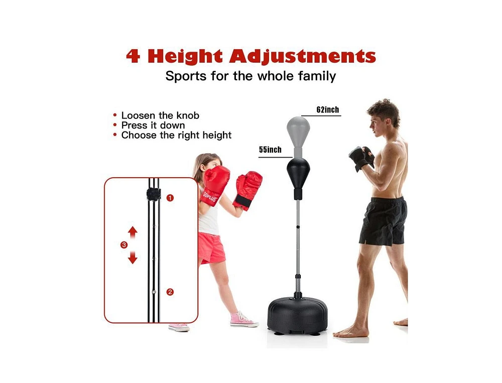 Slickblue Adjustable Freestanding Punching Bag with Boxing Gloves