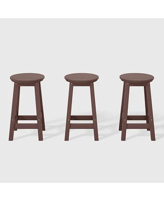 WestinTrends 24" Hdpe Outdoor Patio Round Counter Height Stool Set of 3