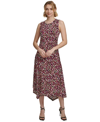 Calvin Klein Women's Sleeveless Printed Angled-Hem Dress