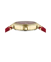 Versus Versace Women's V Versus Crystal Red Leather Watch 34MM