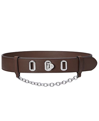 Lauren Ralph Women's Logo Flip-Lock Chain-Embellished Wide Leather Belt