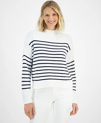 Nautica Jeans Women's Striped Mock-Neck Sweater