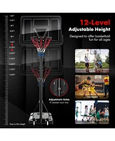 Slickblue 4.25-10 Feet Adjustable Basketball Hoop System with 44 Inch Backboard-a