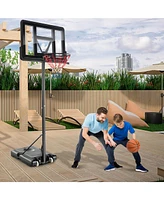 Slickblue 4.25-10 Feet Adjustable Basketball Hoop System with 44 Inch Backboard-a