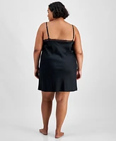 I.n.c. International Concepts Plus Lace-Trim Satin Chemise, Created for Macy's