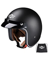 Ahr Run-O5 Retro 3/4 Open Face Motorcycle Helmet Dot Visor Scooter Cruiser