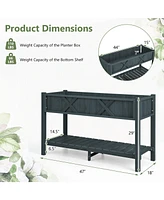 Slickblue Poly Wood Elevated Planter Box with Legs Storage Shelf Drainage Holes