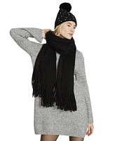 Steve Madden Women's 2-Pc. Embellished Beanie & Scarf Boxed Gift Set