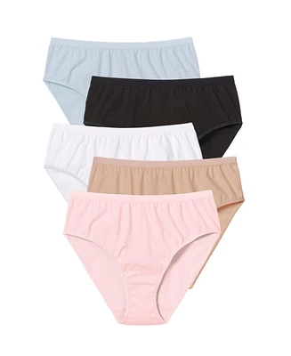 Comfort Choice Women's Hi-Cut Cotton Brief 5-Pack