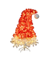 Nearly Natural 5ft. Pre-Lit Artificial Holiday Red Santa's Hat Christmas Tree with 300 Led Lights and 720 Tips