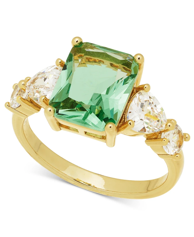 Charter Club Gold-Tone Green Glass & Crystal Statement Ring, Created for Macy's