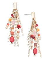 Style & Co Gold-Tone Mixed Bead Fringe Chandelier Earrings, Created for Macy's