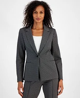 T Tahari Women's Printed Notched Collar One-Button Blazer