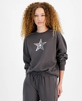 Rebellious One Juniors' Star Applique Crewneck Sweatshirt