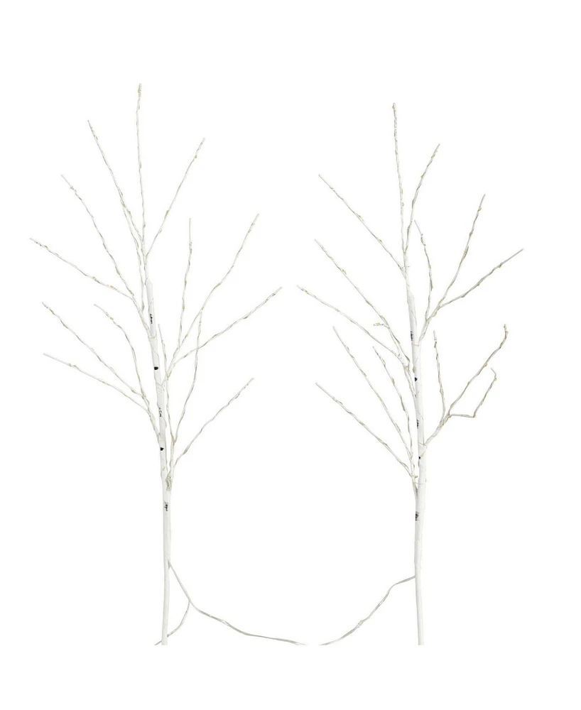 Nearly Natural 36in. Pre-Lit Artificial White Birch Branches with 150 Warm White Led Lights - Set of 2