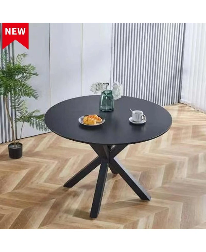 Simplie Fun Mid-Century Black Dining Table for 4-6 People