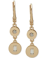 Dkny Gold-Tone Crystal Disc Double Drop Earrings