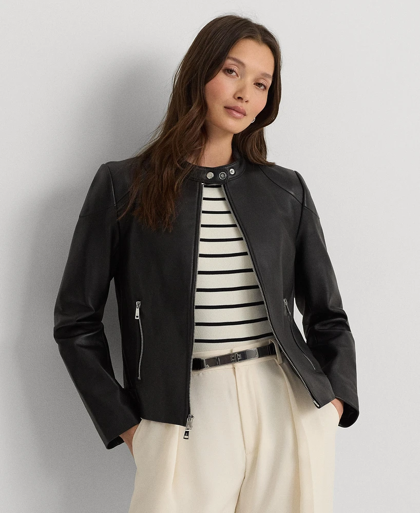 Lauren Ralph Women's Leather Moto Jacket