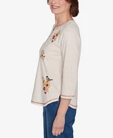 Alfred Dunner Classic Sunflowers and Birds Top