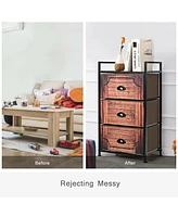 Sugift Industrial 3-Layers Fabric Dresser with Fabric Drawers and Steel Frame