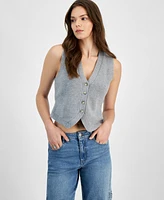 Ultra Flirt Juniors' V-Neck Button-Front Sweater Vest