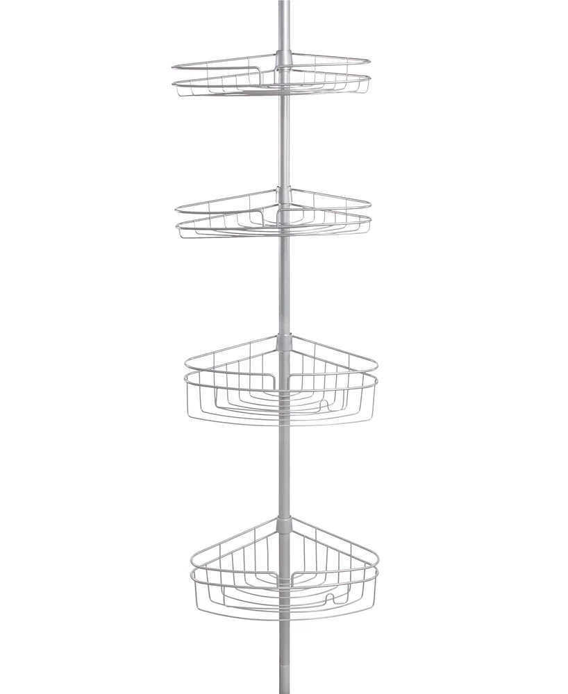 Kenney 4-Tier Spring Tension Shower Corner Pole Caddy with Razor Holder