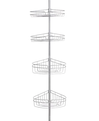 Kenney 4-Tier Spring Tension Shower Corner Pole Caddy with Razor Holder