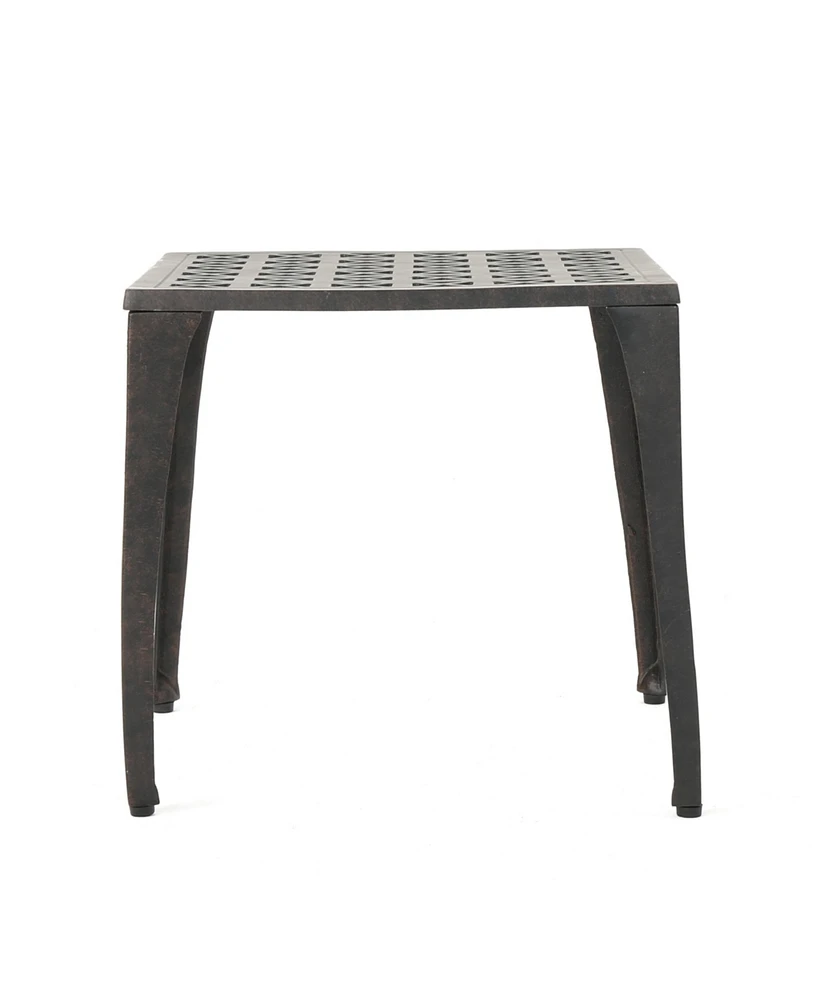 Elegant Cast Aluminum Patio Side Table with Grillwork Top