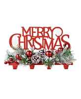 Glitzhome 14.5''L Christmas Metal Merry Christmas Stocking Holder