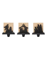 Glitzhome Christmas Metal Nativity Scene Stocking Holder, Set of 3