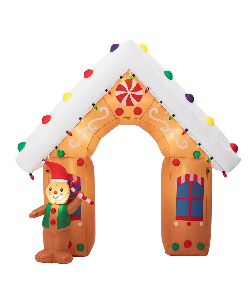 Glitzhome 8FT Lighted Gingerbread House Inflatable Decor