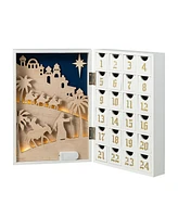 Glitzhome 17 L Lighted Wooden Christmas Nativity Advent Calendar Decor