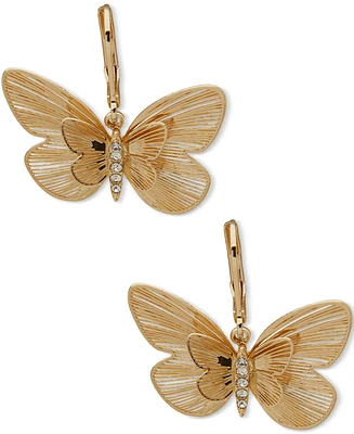 lonna & lilly Gold-Tone Pave Butterfly Drop Earrings