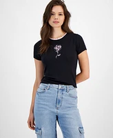 Rebellious One Juniors' Lace-Trim Graphic Tee