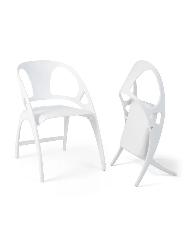 Slickblue Folding Dining Chairs Set of 2 with Armrest and High Backrest-White