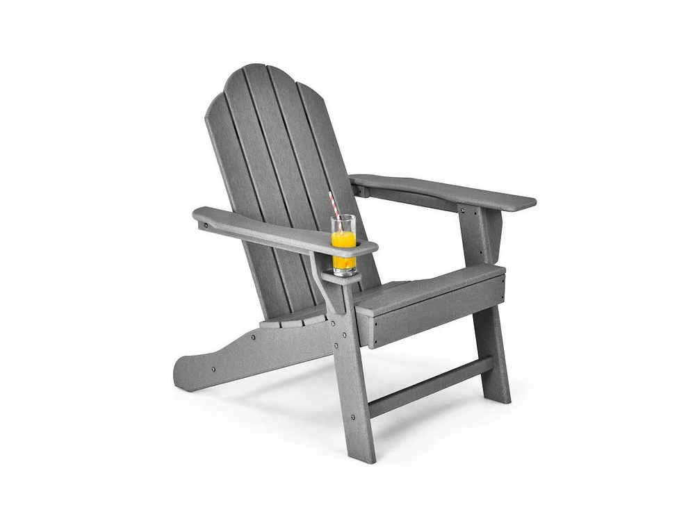 Slickblue Outdoor Adirondack Chair with Built-in Cup Holder for Backyard Porch