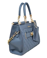 Bebe Alex Quilted Satchel Bag with Card Holder