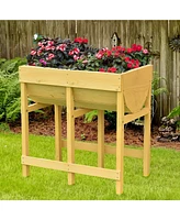 Sugift Raised Wooden Planter Vegetable Flower Bed with Liner