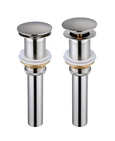 Yescom Aquaterior 1 5/8" Pop up Drain for Vessel Sinks Solid Brass Bathroom Kitchen Sink Drains Tub Basin Brushed Nickel Finish