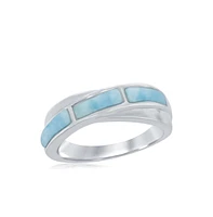 Caribbean Treasures Sterling Silver Larimar Band Ring