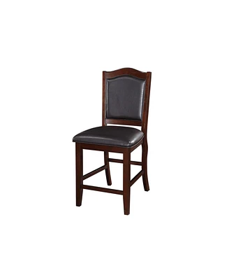 Simplie Fun Set of 2 Counter Height Chairs in Dark Brown Wood Finish